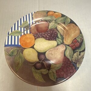 GIEN La Ronde Des Fruits 6 5/8 Inch Plate from FRANCE 6 Plates. 1 has a Chip